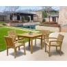 Hampton 4 Seater Teak Square Dining Set with Antibes Stacking Chairs