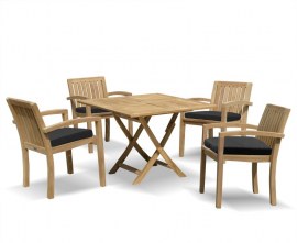 Lymington 4 Seater Square 1m Dining Set with Antibes Armchairs