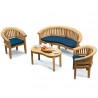 Apollo Banana Deluxe Teak Coffee Table Set with Bench & Armchairs