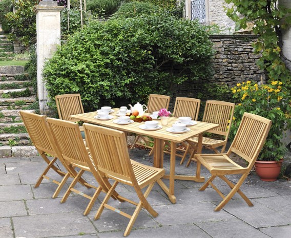 Byron 8 Seater Teak 1.8m Gateleg Dining Set with Palma Dining Chairs