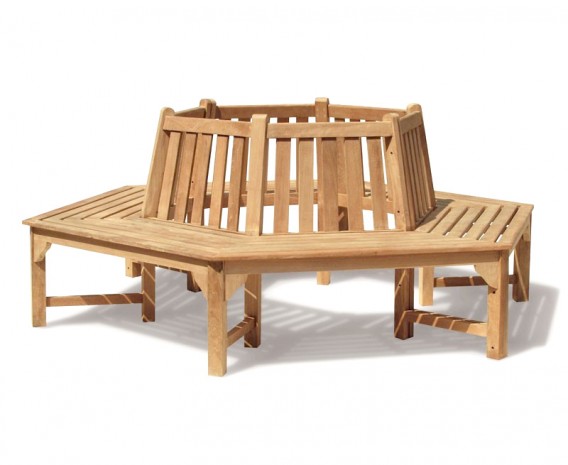 Teak Hexagonal Tree Seat - Wrap Around Tree Bench