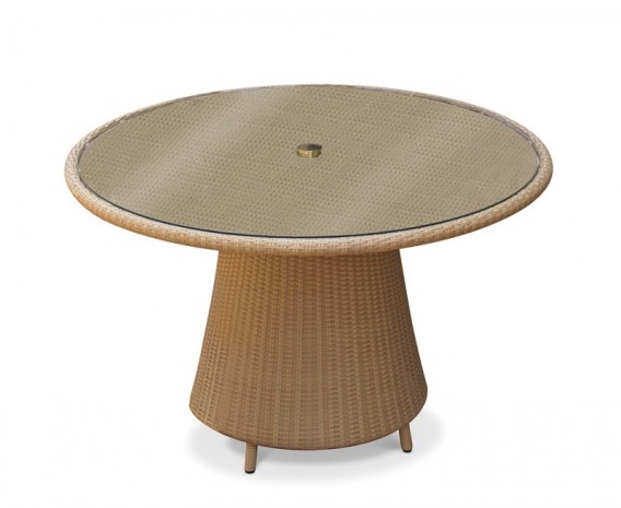 Azure Rattan Round Glass-Top 1.2m Table & Verona Armchairs