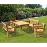 Gladstone Teak Rectangular 1.5m Table with Benches and Armchairs