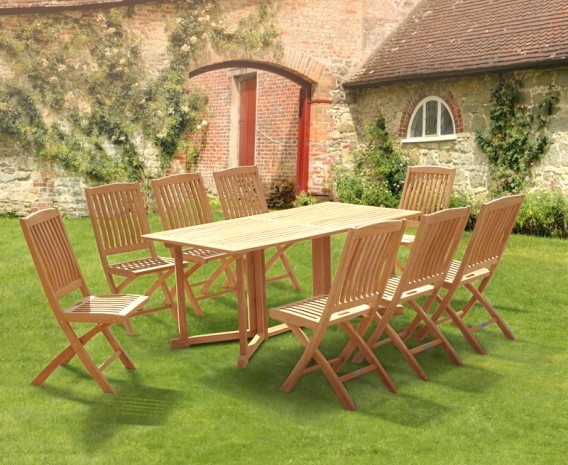 Byron 8 Seater Teak 1.8m Gateleg Dining Set with Cannes Dining Chairs