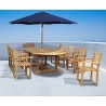 Oxburgh 8 Seater Teak 1.8-2.4m Extendable Table with Sussex Armchairs