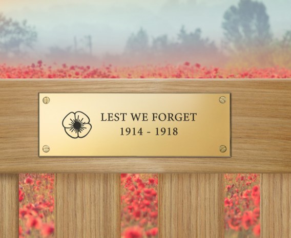 WW1 Centenary Engraved Brass Commemorative Plaque – Standard Size