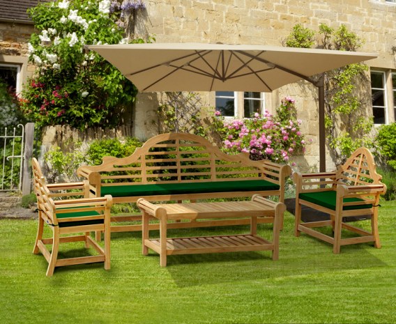 Lutyens-Style 2.25m Bench, Armchairs & Coffee Table Set