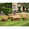 Low Back Lutyens-Style 1.95m Bench, Armchairs & Coffee Table Set