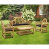 Lutyens-Style 1.65m Bench, Armchairs & Coffee Table Set