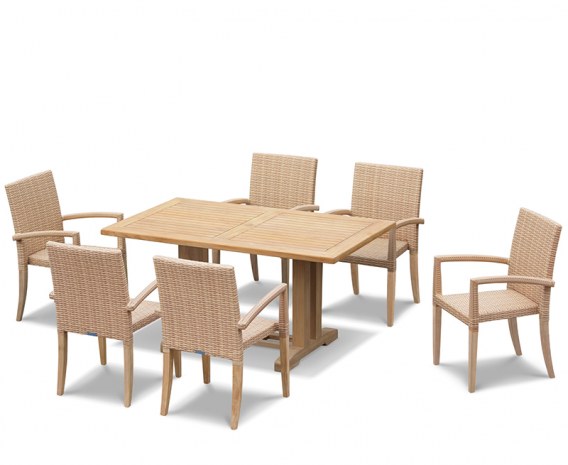 Rectory 1.5m Pedestal Table and 6 St. Moritz Stacking Chairs Set