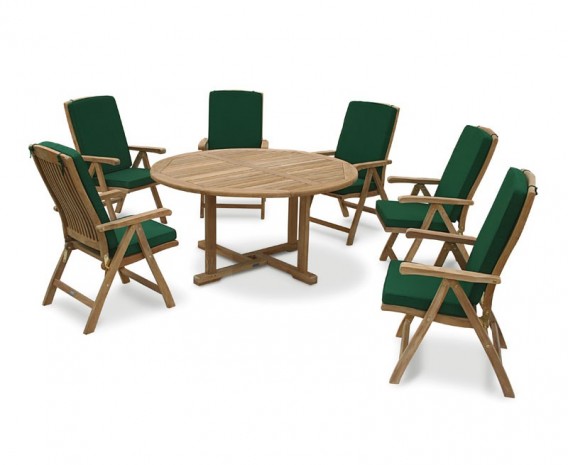 Sissinghurst 6 Seater Round 1.5m Dining Set with Cannes Recliners