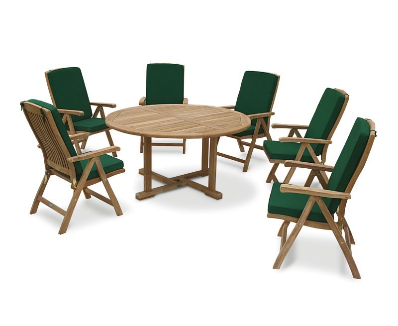 Sissinghurst 6 Seater Round 1.5m Dining Set with Cannes Recliners