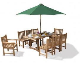 Winchester 8 Seater Teak 1.8m Rectangular Table with York Armchairs and Side Chairs