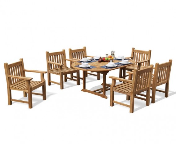 Oxburgh 6 Seater Single Leaf Extending Table with Turners Armchairs