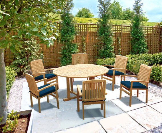 Sissinghurst 6 Seater Round 1.5m Dining Set with Cannes Armchairs