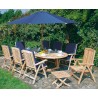 Oxburgh 8 Seater Teak Extendable Table with Tewkesbury Recliner Chairs