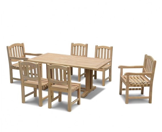 Rectory 6 Seater Teak 1.8m Rectangular Table and Kennington Chairs Set