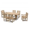 Rectory 6 Seater Teak 1.8m Rectangular Table and Kennington Chairs Set