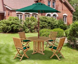 Berwick 1.2m Octagonal Gateleg Table and 4 Oxburgh Folding Armchairs Set