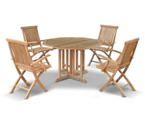 Berwick 1.2m Octagonal Gateleg Table and 4 Oxburgh Folding Armchairs Set