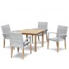 Hampton 4 Seater Teak Square Dining Set with St. Moritz Armchairs