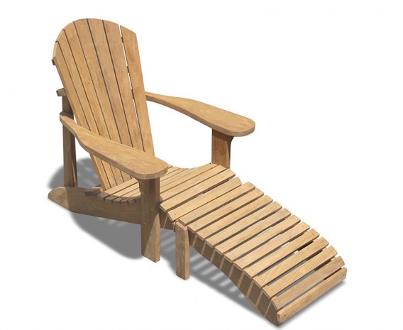 New England Teak Adirondack Chair with Footrest