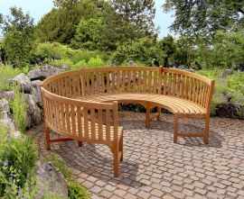 3/4 Round Teak Garden Bench