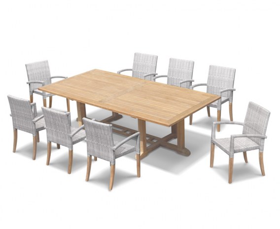 Winchester 8 Seater Teak 2.6m Rectangular Table with St. Moritz Chairs