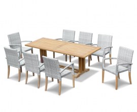 Rectory 8 Seater Teak 2.25 x 0.9m Table and St. Moritz Chairs