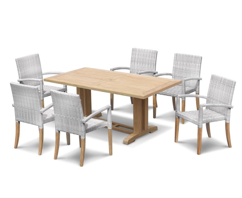 Rectory 6 Seater Teak 1.8 Rectangular Table and St. Mortitz Chairs Set