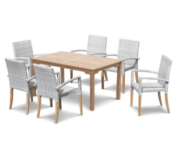 Hampton 6 Seater Rectangular 1.5m Dining Set with St. Moritz Armchairs