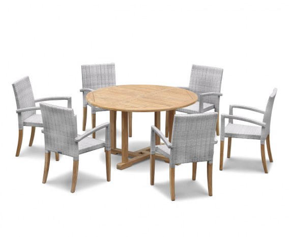 Sissinghurst 6 Seater Round 1.3m Dining Set with St. Moritz Chairs