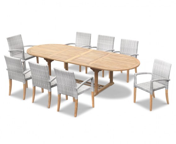 Oxburgh 8 Seater Teak 1.8-2.4m Extending Table with St. Moritz Chairs