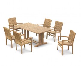 Rectory 6 Seater Teak 1.8 Rectangular Table and Cannes Chairs Set