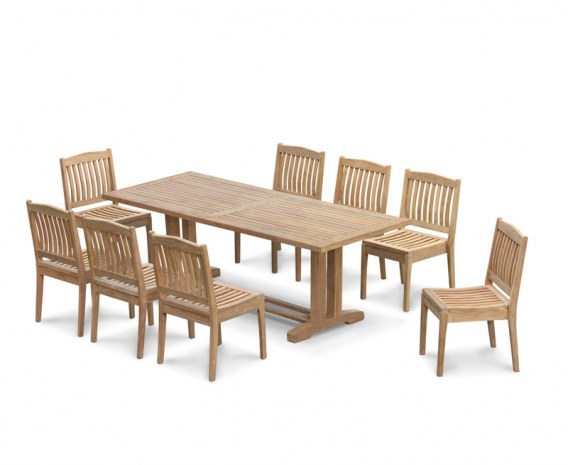 Rectory 8 Seater Teak 2.25 x 0.9m Table and Winchester Chairs
