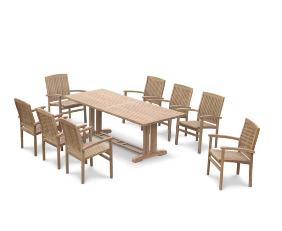 Rectory 8 Seater Teak 2.25 x 0.9m Table and Cannes Chairs
