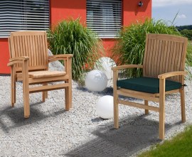 Cannes Teak Stacking Armchairs with Rectory Rectangular Garden Table