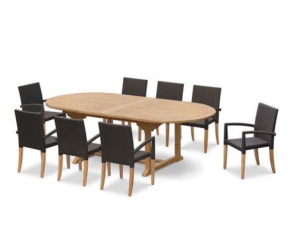 Oxburgh 8 Seater Teak 1.8-2.4m Extending Table with St. Moritz Chairs