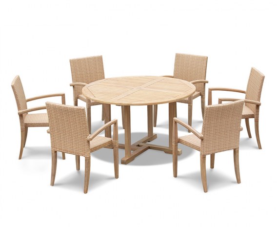 Sissinghurst 6 Seater Round 1.3m Dining Set with St. Moritz Chairs