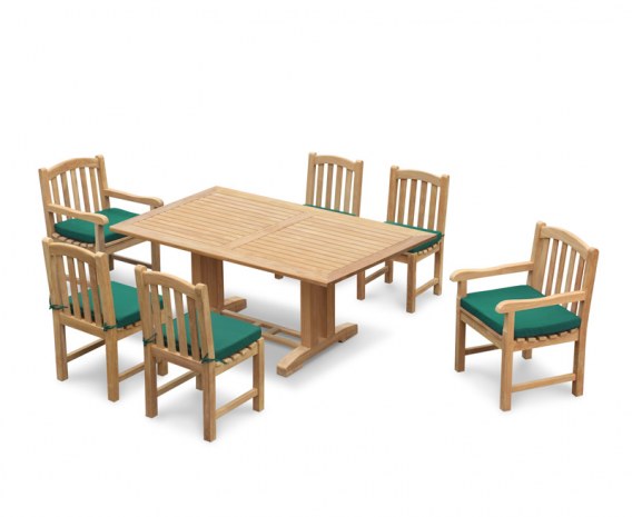 Rectory 6 Seater Teak 1.8m Rectangular Table and Gloucester Chairs Set
