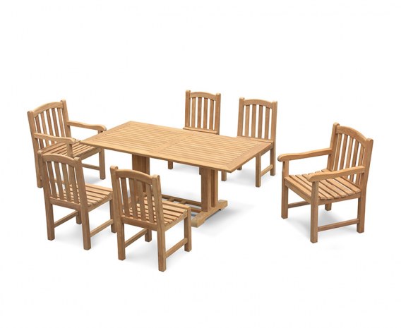 Rectory 6 Seater Teak 1.8m Rectangular Table and Gloucester Chairs Set