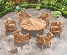 Orion 6 Seater Round 1.5m Garden Table with Banana Chairs