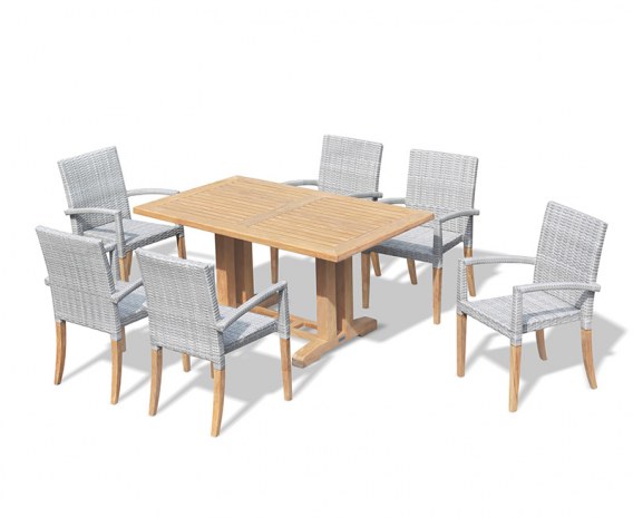 Rectory 1.5m Pedestal Table and 6 St. Moritz Stacking Chairs Set