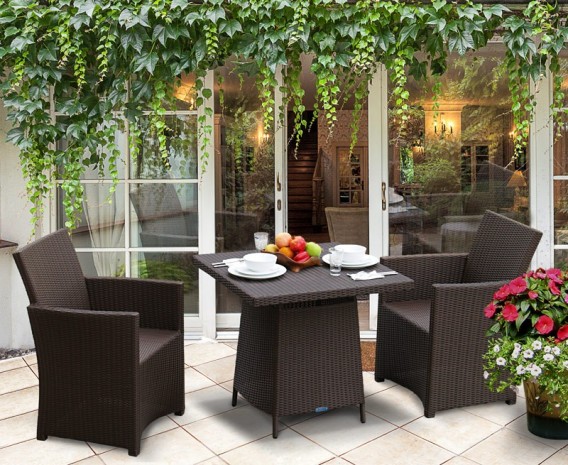 Azure 2 Seater Rattan Garden Dining Set with 80cm Square Table