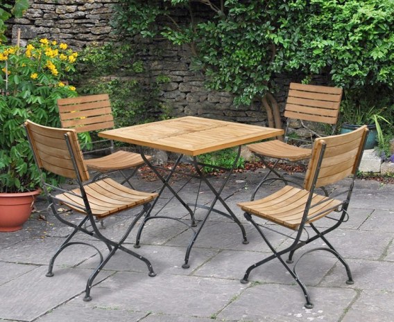 Café 2 Seater Square 80cm Table and Amchairs Set - Black