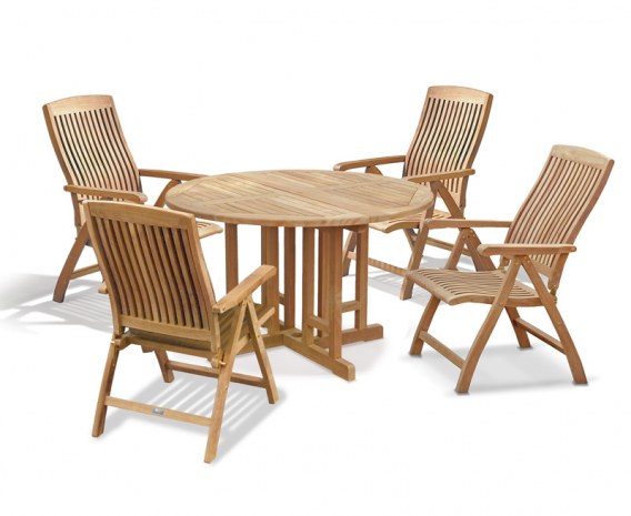 Berwick 1.2m Round Gateleg Table and 4 Cannes Reclining Chairs Set