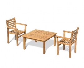 Winchester 2 Seater Teak Coffee Set with Sussex Stacking Armchairs