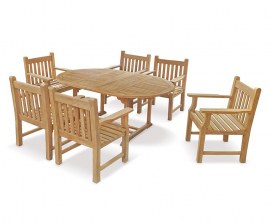 Oxburgh 6 seater teak garden set with extending table