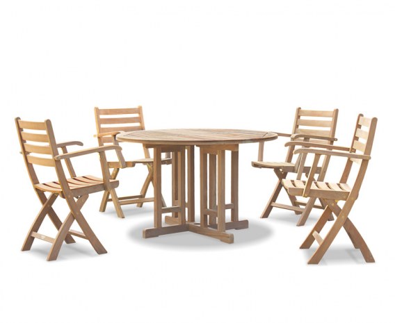 Berwick 1.2m Round Table and 4 Lymington Folding Armchairs Set