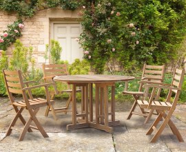 Berwick 1.2m Round Table and 4 Lymington Folding Armchairs Set